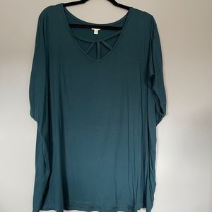 Terra & Sky Blue Cutout top Size 3X